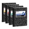 KAISA Composition Notebooks, Wide Ruled, 9-3/4" x 7-1/2", Black Marble Covers Composition Notepads Journal Notebooks 100 Sheets 4 Pack, C10001W