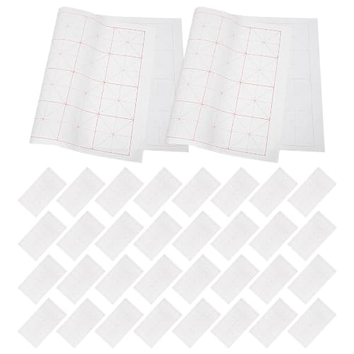 KAJNBN 100 Sheets Semi-raw Xuan Paper Sheets for Calligraphy Writing Practice with Blank Square Grids, Excellent Ink Absorption, Versatile for Calligraphy Classes and Personal Handwriting