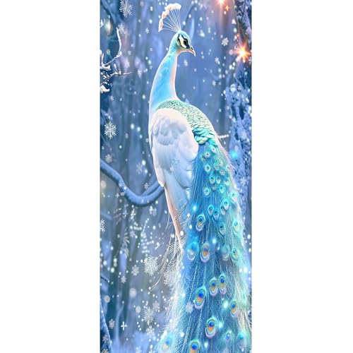 Kaliosy 5D Large Peacock Diamond Art Kits for Adults, DIY Animals Giant Diamond Painting Full Round Drill Crystal Art - Home & Office Wall Decor 11.81x31.5 inch/30x80cm