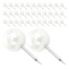 KALLORY 50pcs Beige Imitation Pearl Push Pins Round Spherical Heads for Bulletin Boards and Map Marking, Multipurpose Plastic and Iron Thumb Tacks with Elegant Pearl Design for Secure