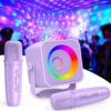 Karaoke Machine for Kids, Microphone Gifts Toys for 3-12+ Year Old Girls, Birthday Gift Toy with Disco LED Lights for Family Home Party, Portable Bluetooth Karaoke Speaker with 2 Wireless Microphones