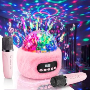 Karaoke Machine for Kids, Portable Bluetooth Speaker with 2 Wireless Microphones, Karaoke Microphone with Disco Light for 3+ Year Old Kids Toys Portable Bluetooth Microphone