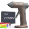 Katerk Cordless Hot Glue Gun Kit, Mini Glue Gun, Auto Shut-Off, Khaki