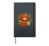 Kawaii Scottish Highland Cow With Strawberries Hardcover Journal, Black
