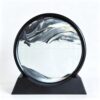 Kbkoudez Moving Sand Art Picture- Sand Art Liquid Motion 3D Sandscape, Round Glass Frame Display Flowing Sand Relaxing Toy for Desktop Home Office Work Ocean Decor, Ideal Gift (Black, 7inch)