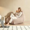 KBZSlyn Handcrafted Knitting Wool Bean Bag Cover (Cover Only) (Light Khaki)