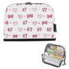 Kcldeci Standing Pencil Case Large Capacity Zippered Pen Pouch,67 Ribbon Bow and Hearts