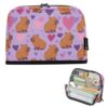 Kcldeci Standing Pencil Case Large Capacity Zippered Pen Pouch,Capybara and Heart Purple Pencil Bag for Girls Boys Office School