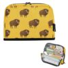 Kcldeci Standing Pencil Case Large Capacity Zippered Pen Pouch,Cartoon Bison on Yellow Pencil Bag for Girls Boys Office School