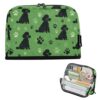 Kcldeci Standing Pencil Case Large Capacity Zippered Pen Pouch,Cartoon Black Poodles Pencil Bag for Girls Boys Office School