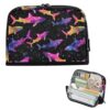 Kcldeci Standing Pencil Case Large Capacity Zippered Pen Pouch,Galaxy Shark Black Pencil Bag for Girls Boys Office School