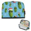 Kcldeci Standing Pencil Case Large Capacity Zippered Pen Pouch,Green Pickle Snowflake Pencil Bag for Girls Boys Office School