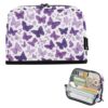 Kcldeci Standing Pencil Case Large Capacity Zippered Pen Pouch,Purple Butterfly Pencil Bag for Girls Boys Office School