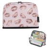 Kcldeci Standing Pencil Case Large Capacity Zippered Pen Pouch,Rose Gold Lip Print