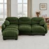KEIKI 116-Inch L-Shaped Modular Sectional Sofa, Chenille Cloud Couch, Green