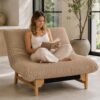 KEIKI Large Bean Bag Chair, Adults Kids Comfy Corduroy Small Couch with Wood Frame, Big Accent Beanbag Lounge Chairs Indoor, Lazy Cozy Floor Sofa Couches for Living Room Reading, Easy Assembly, Khaki