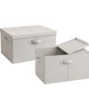 Keitox Foldable Storage Bins with Lids, Stackable Closet Organizers 2 Pack