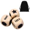 KFHENSOMR 3Pcs Left Right Center Game Dice 1.2 Inch Fun Left Right Roll Dice Game Set Lotus Wood Dices with Drawstring Bag Wooden Dices Accessorie Easy to Store and Carry Around for Travel