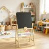 Kids Art Easel Double-Sided Chalkboard Clock Abacus 26in Natural