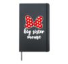Kids Big Sister Mouse Bow Family Holiday - Youth, Toddler Hardcover Journal, Black