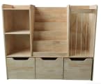 Kids Bookshelf and Toy Storage Organizer with 3 Rolling Drawers, Wooden Montessori Bookcase with Open Cubby Shelves and Vertical Book Rack for Stuffed Animals, Books, Toys, Nursery, Bedroom, Playroom