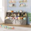 Kids Bookshelf and Toy Storage, Toy Storage Organizer, Washed Grey