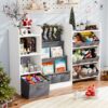 Kids Bookshelf and Toy Storage with 7 Removable Bins, 51 inch, White