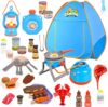 Kids Camping Set with Pop up Play Tent - Camping Toys Food Toy for Kids Toddlers Indoor Outdoor Pretend Play Set, Gift Idea for Boys Girls Age 3-7 Year Old Birthday Christmas
