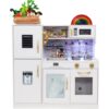 Kids Children Pretend Toy for Babies, Kitchen Playset & Play Kitchen Toy Set with Light, Sink with Faucet, Oven, Microwave, Kitchenware Set Accessories for Ages 3-8 Girls Boys