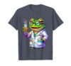 Kids College Frog Scientist Lab Coat Illustration T-Shirt, Men, Heather Blue, Large