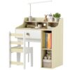Kids Desk and Chair Set, Storage Shelves and Drawer, Ages 3-10, White