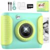 Kids Instant Print Camera, 2.4-Inch Screen, Portable Digital Camera Toy with Color Pens, 32GB Memory Card and Photo Printing for Girls and Boys Ages 3-12, Green