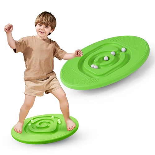 Kids Maze Balance Board - Wobble Trainer for Ski Surf Snowboard, Non-Slip Sensory Rocker Ages 3-12, Core Therapy & Skate Prep
