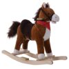 Kids Ride-On Rocking Horse Plush Toy, Realistic Sounds, Red Scarf, Ages 3+