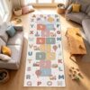 Kids Runner Rug, 2.6x10ft,Washable Hopscotch Alphabet Hallway Carpet