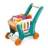 Kids Shopping Cart Trolley Play Set with Pretend Food and Accessories (Pink)