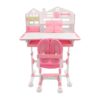 Kids Study Desk and Chair Set with Drawers, Adjustable Height Desk,Pink