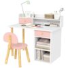 Kids Study Desk and Chair Set with Storage, Ages 3-8, for Bedroom, Pink