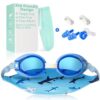 Kids Swim Goggles with Fabric Strap for 3-12, No Hair Pulling, Blue