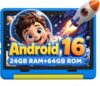 Kids Tablet,Android 16 Tablet for Kids 10 inch with Case,24GB RAM 64GB ROM