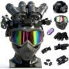 Kids Tactical Helmet Set with Mask, 4-Eye Night Vision Dummy Model, Flashlight & Goggles, Outdoor Role Play Gear for Boys and Girls