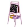 Kids Wooden Art Easel 3-in-1 with Paper Roll, Chalkboard Whiteboard Pink