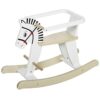 Kids Wooden Rocking Horse with Guardrail and Foot Bar, White, Ages 3-6