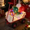 Kids Wooden Wagon with Four-Wheel Design, 260LBS Load Capacity, Outdoor Stroller for Children, Bring Joy to Childhood Adventures