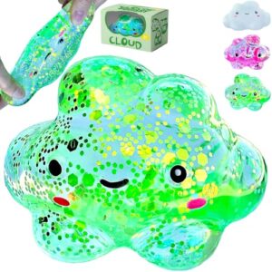 Kiedle Premium Cloud Stress Ball, Odor-Free Slow Rise Crystal Clear Nice Sensory Squishy Cute Fidget Toy - Easy to Clean - Durable - Gift-Ready - Children Safety Certificate & ASTM Certified 3+