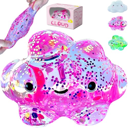 Kiedle Premium Cloud Stress Ball, Odor-Free Slow Rise Crystal Clear Nice Sensory Squishy Cute Fidget Toy - Easy to Clean - Durable - Gift-Ready - Children Safety Certificate & ASTM Certified 3+
