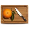 Kikcoin 9"×6" Small Bamboo Cutting Board with Handle, Deep-Carbonized
