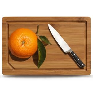 Kikcoin 9"×6" Small Bamboo Cutting Board with Handle, Deep-Carbonized