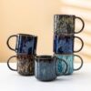 KILZCHT Ceramic Coffee Mugs Set of 6, 5 oz, Multicolor, Reactive Glaze