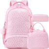Kimwadalh Glitter Backpack Set with Lunch Bag & Pencil Case for School Girl